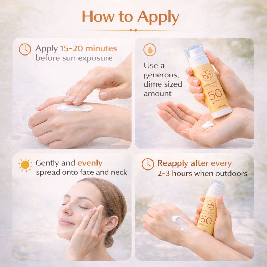 Sunscreen SPF 50 applied on dark skin — zero white cast demonstrated