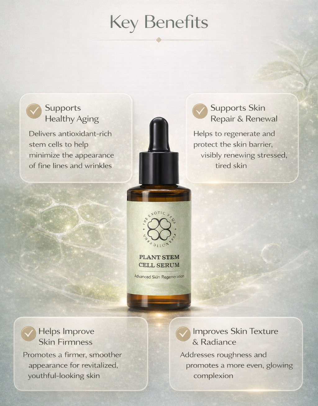 Stem Cell Serum botanicals: Centella Asiatica, Gotu Kola, Pentapeptide — The Exotic Veda